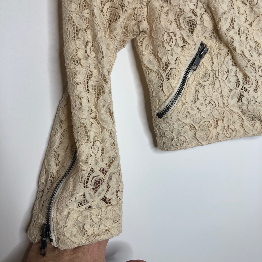 American Rag cream lace moto cropped jacket - Picture 5 of 7